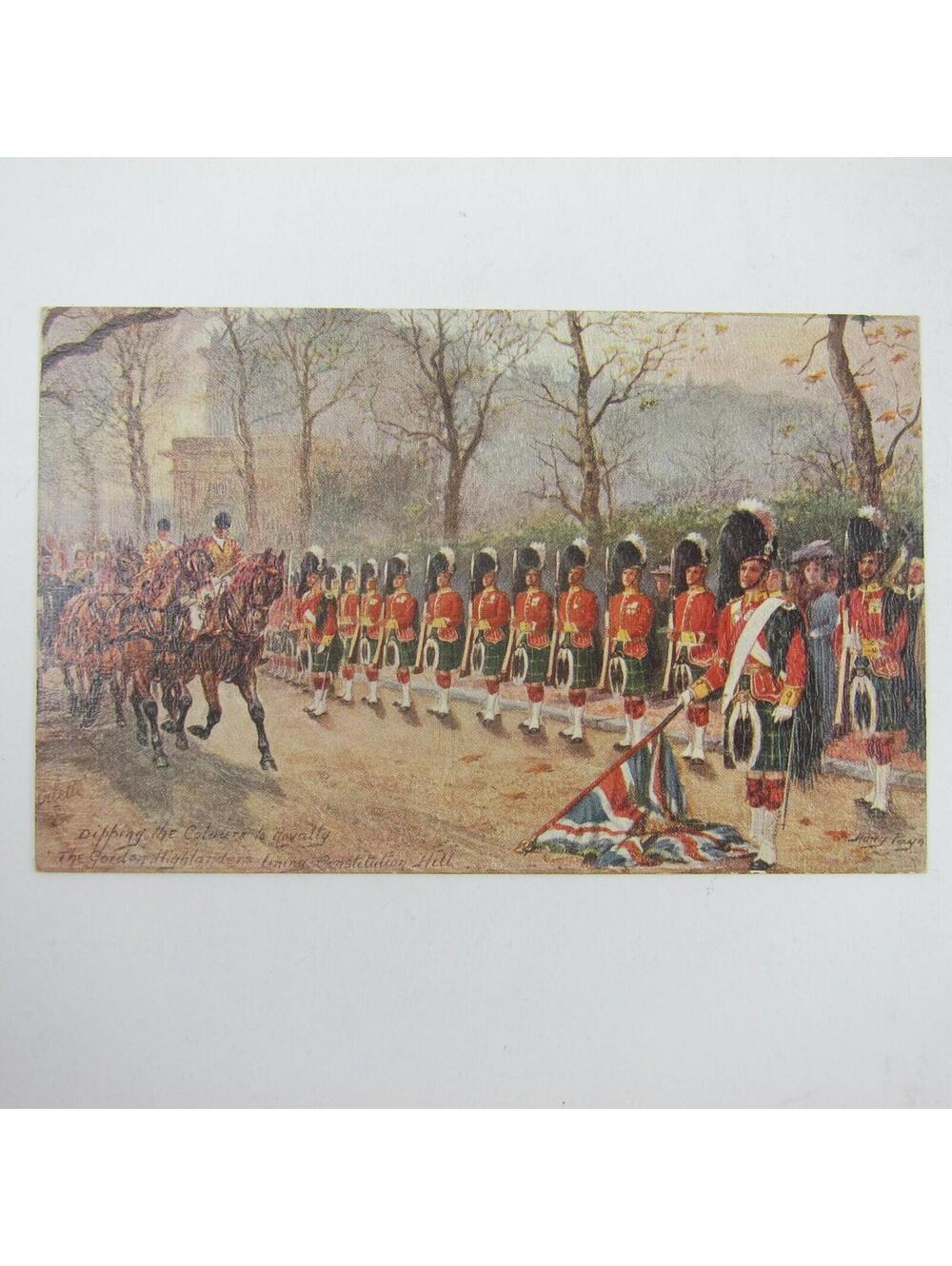 Postcard London Gordon Highlanders Lining Constitution Hill Tuck Oilette Antique